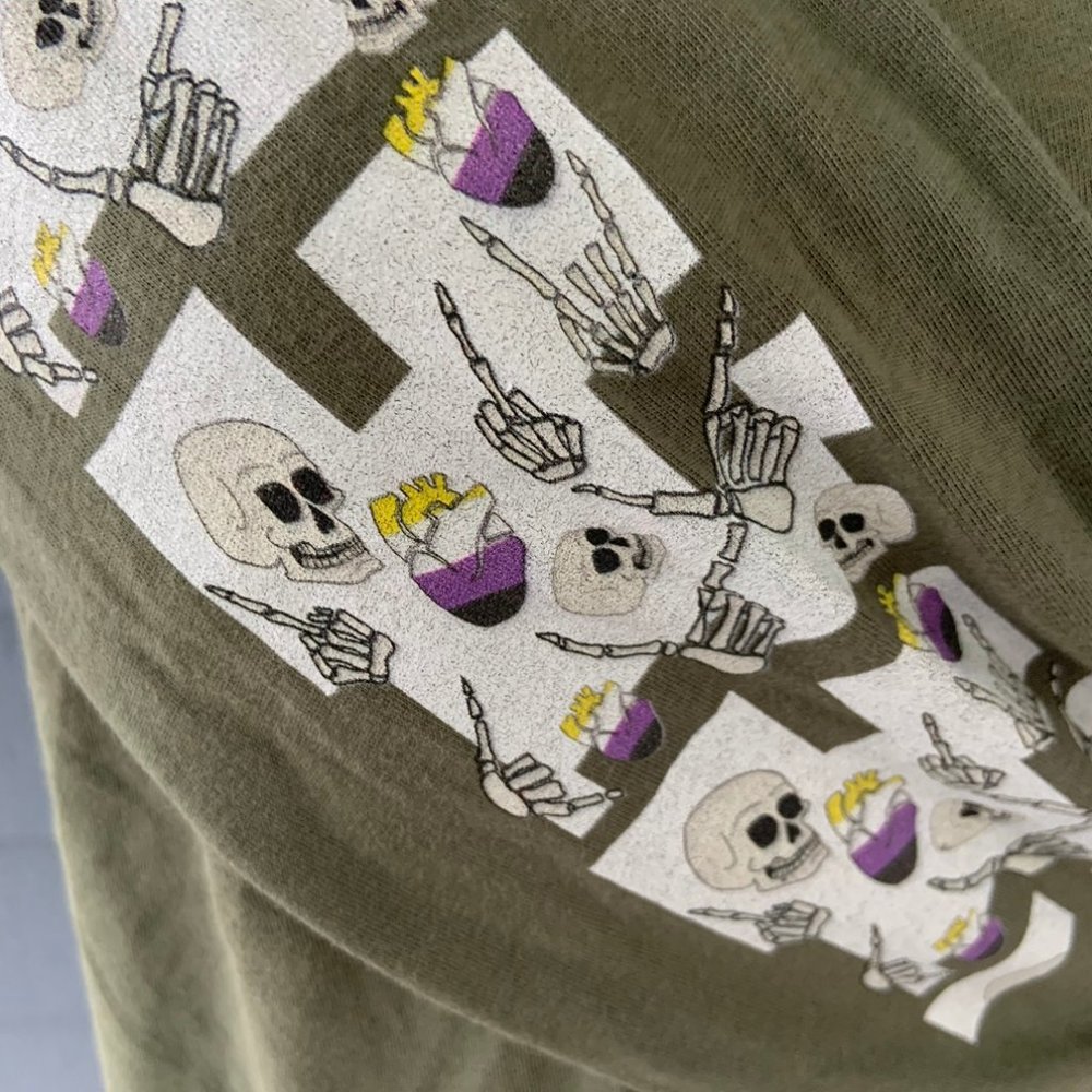 Skull Long Sleeve Tee Shirt Sz S Longer Length - Picture 4 of 7